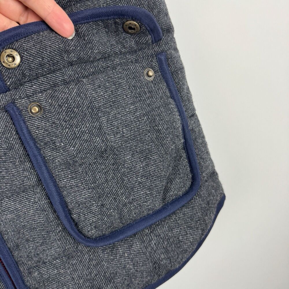 Boden Women's Blue Gray Wool Blend Zip Up Snap Pockets Quilted Vest Jacket - Picture 5 of 12